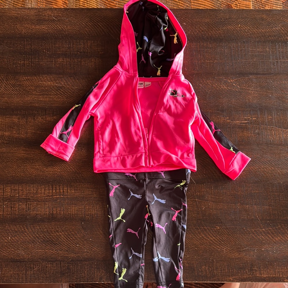 Puma Bright Pink and Black Toddler Set
